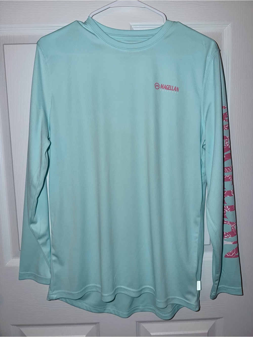 Magellan Outdoors Mint Long-Sleeve Swim Top with Pink Accents
